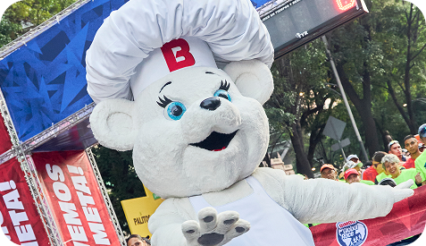 Oso Bimbo en la carrera Bimbo Global Race