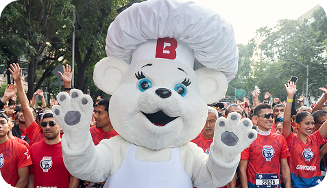 Oso Bimbo en la carrera Bimbo Global Race