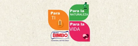 Grupo Bimbo graphic highlighting initiatives for you, for nature, and for life.